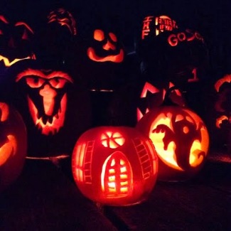 carved pumpkins are traditional at Halloween